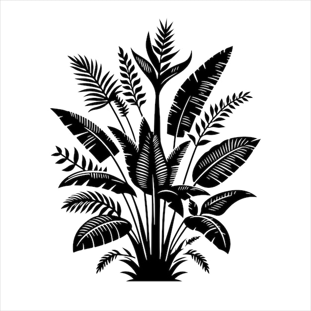 Jungle plant vector Binnenplant of binnenboom silhouetten vector