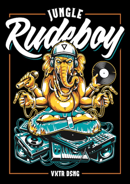 Jungle rude boy ganesha art