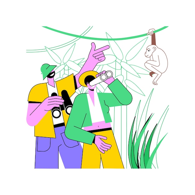 정글 사파리 고립된 만화 터 일러스트레이션