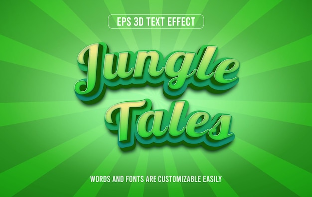 Stile di effetto testo modificabile 3d verde di racconti della giungla