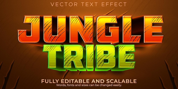 Jungle-teksteffect, bewerkbare bos- en cartoontekststijl
