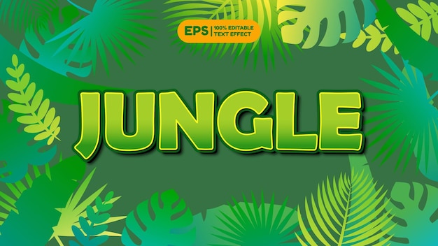 Jungle teksteffect met groene bladeren achtergrond