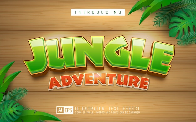 Vector jungle text effect, editable 3d text style