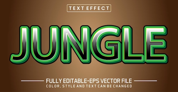 Вектор Эффект стиля текста джунглей редактируемый текстовый эффект