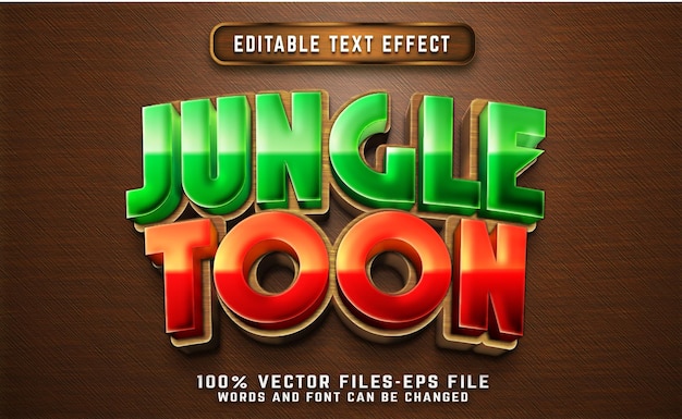 Jungle toon 3d cartoon text effect premium vectors