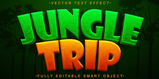 Jungle Trip Vector Volledig bewerkbaar Smart Object Text Effect