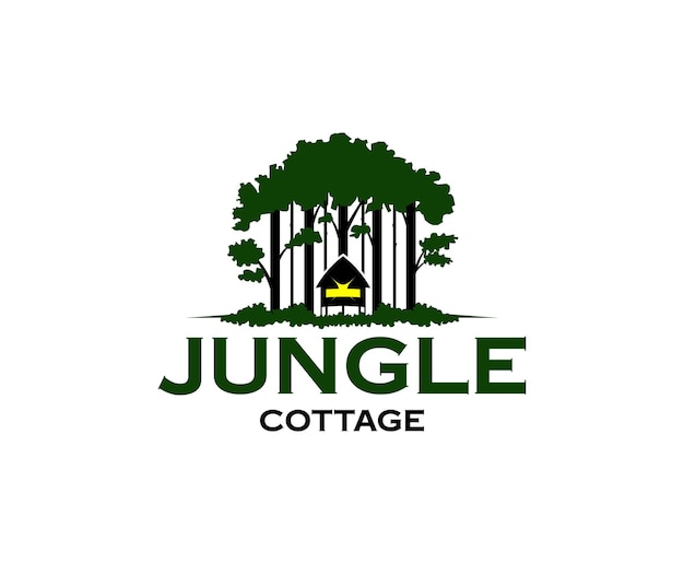 Jungle tropische Hut Cottage Logo ontwerpsjabloon