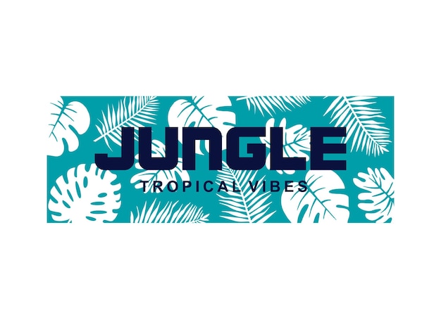 Jungle tropische vibes typografie design t-shirt klaar om premium vector af te drukken