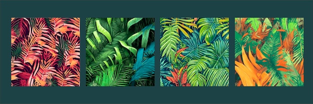 Jungle vectorillustratie met tropische bladeren patroon Trendy zomer print Exotisch naadloos patroon turkoois