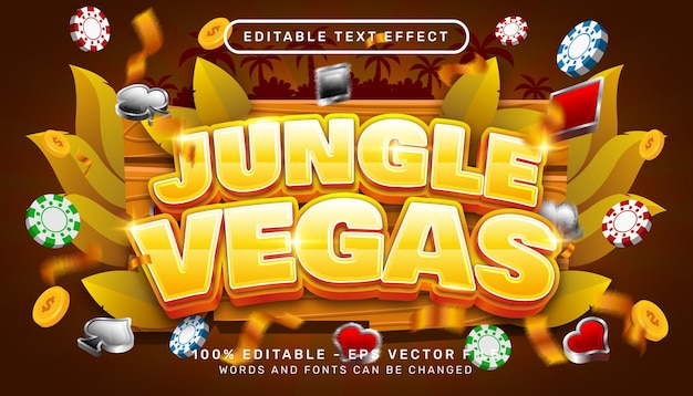 jungle vegas 3d text effect and editable text effect whit wood and leaf nature element