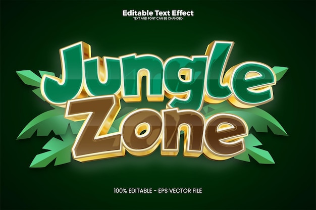 Vettore effetto di testo modificabile jungle zone nella tendenza moderna