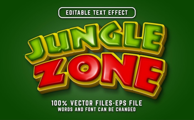 Jungle zone text effect with cartoon style premium vectors