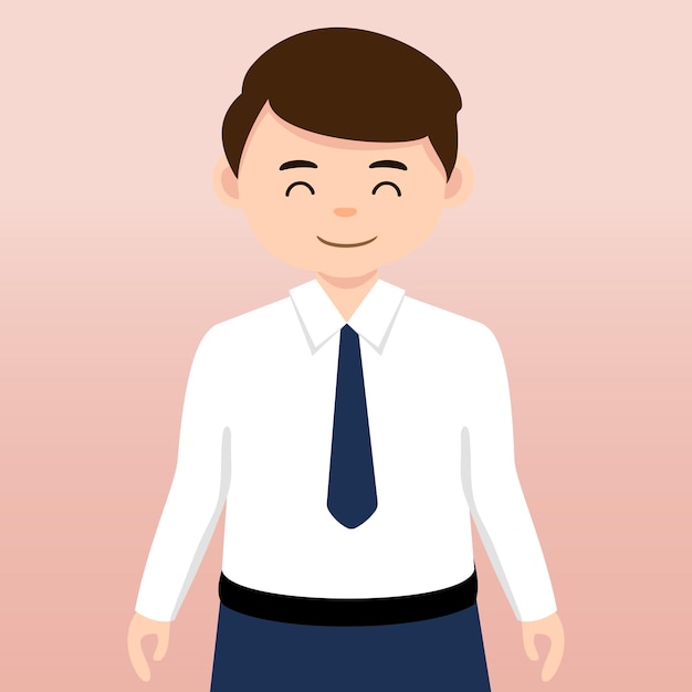 手のしぐさのベクトル図と制服を着ている中学生の肖像画