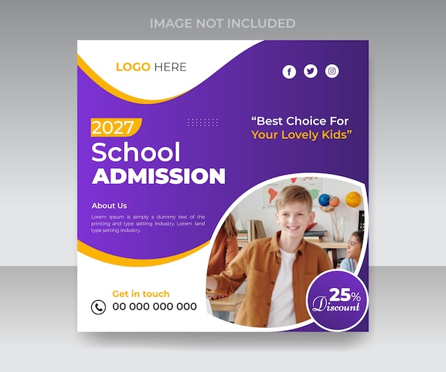 Junior school admission education square social media facebook instagram post template