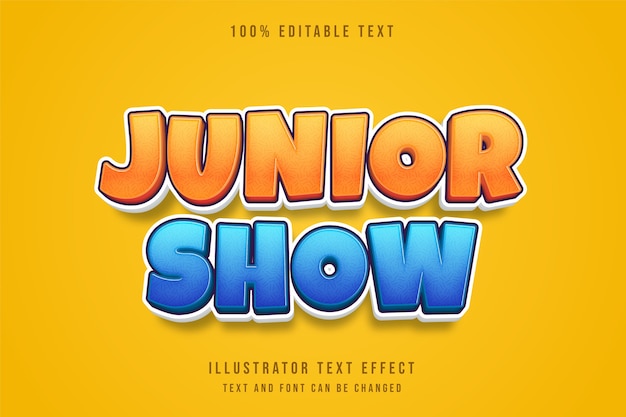 Junior show,3d editable text effect blue gradation yellow comic style