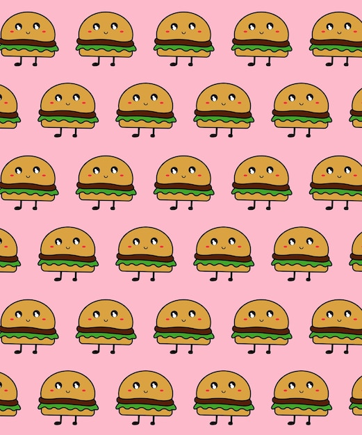 Vector junk food pattern cute hamburgers