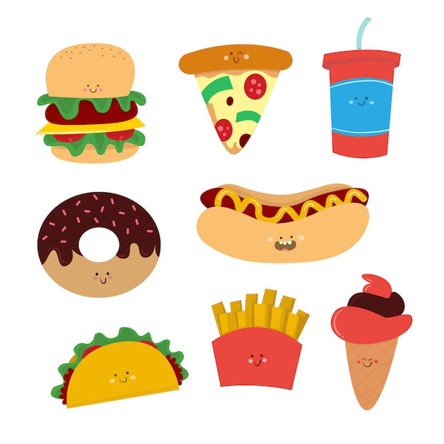 Junk food vector drawing collection