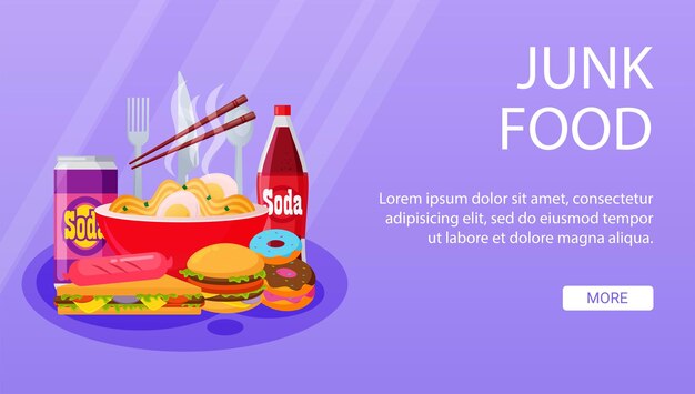 Junkfood banner sjabloon vectorillustratie