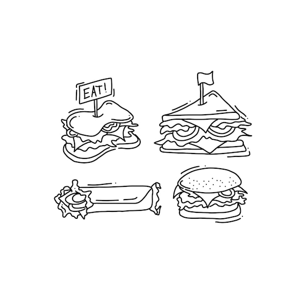 Illustrazioni vettoriali disegnate a mano junkfood