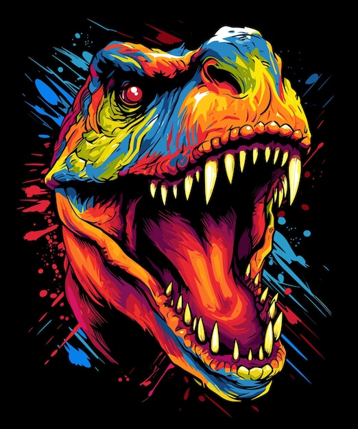 Jurassic World Tyrannosaurus rex dinosaurus portret in vector pop-art stijl sjabloon voor poster tshirt sticker etc