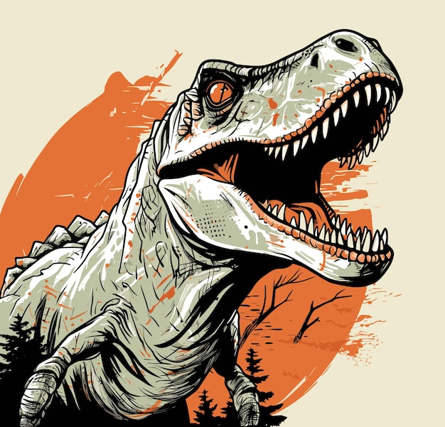 Vector jurassic world tyrannosaurus rex dinosaurus portret in vector pop-art stijl sjabloon voor poster tshirt sticker etc