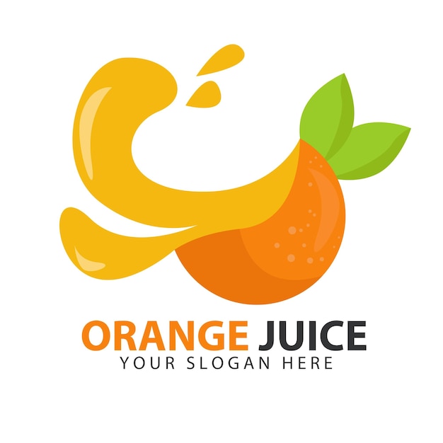 Jus d'orange logo. verse citrusvruchten ontwerp illustratie met sappige splash