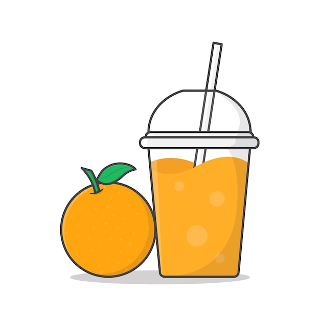 Jus d'orange of milkshake in afhaalmaaltijden plastic beker pictogram illustratie