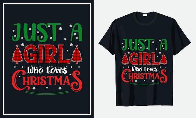 クリスマスのtシャツプレミアムベクトルを愛するちょうど女の子