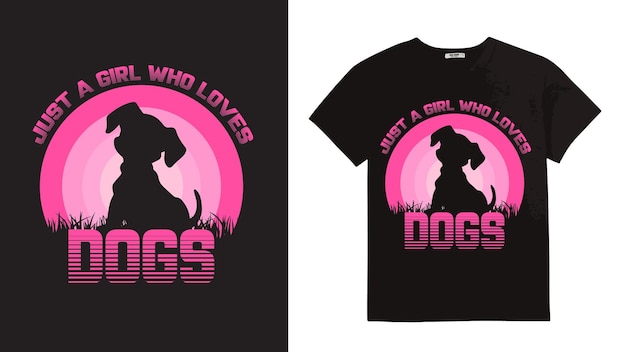 犬を愛するだけの女の子tシャツデザインベクトル