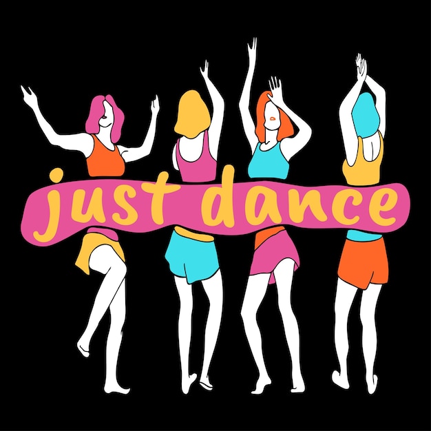벡터 대본과 추상 춤추는 여성이 있는 그냥 댄스 포스터 움직이는 몸 현대 무용
