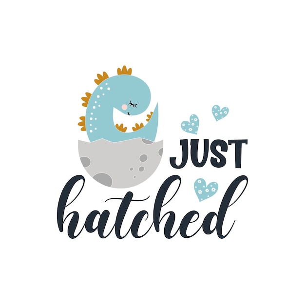 Just hatched positive slogan inscription baby boy postcard banner lettering