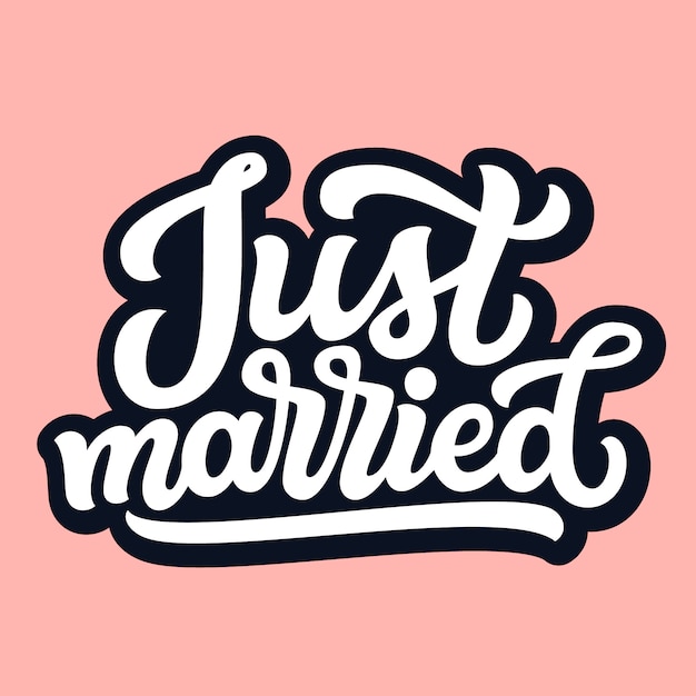 Vector just married. hand drawn text