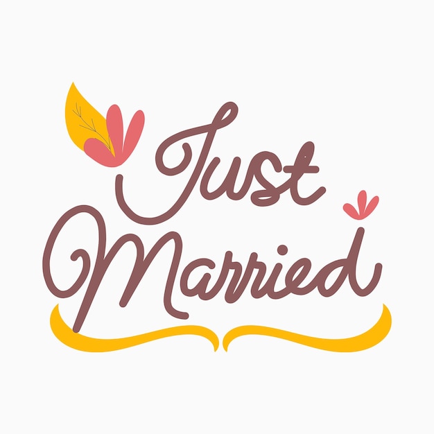 Vector just married typography illustration