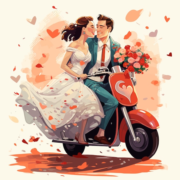 Vettore just_married_vector_illustrato.