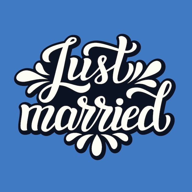 Vector just married. wedding typography card