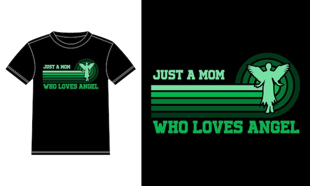 Just a mom who loves angel t-shirt design template, car window sticker, pod, cover, isolated black b