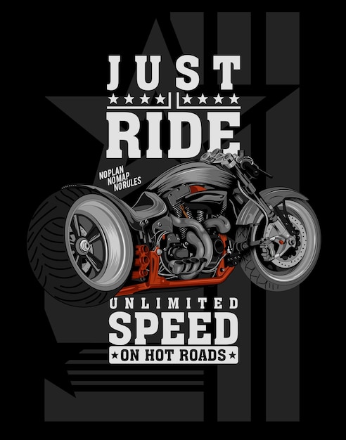 Just ride illustration big engine motorcycle illustration