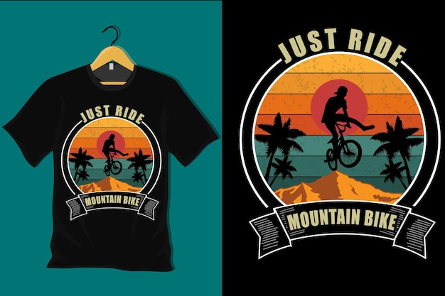 Just Ride Mountain Bike Retro Vintage T-shirtontwerp