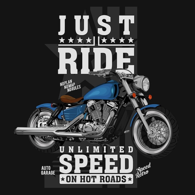 Vector just ride, super motorbike illustration