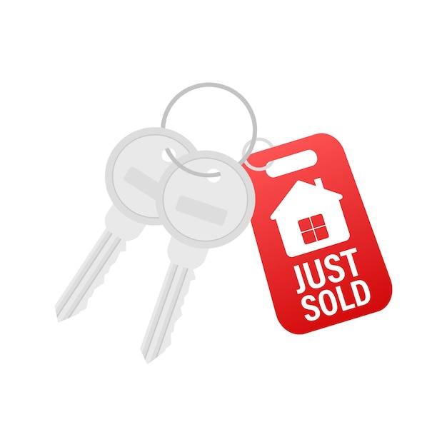 just sold key on white background. vector stock illustration.