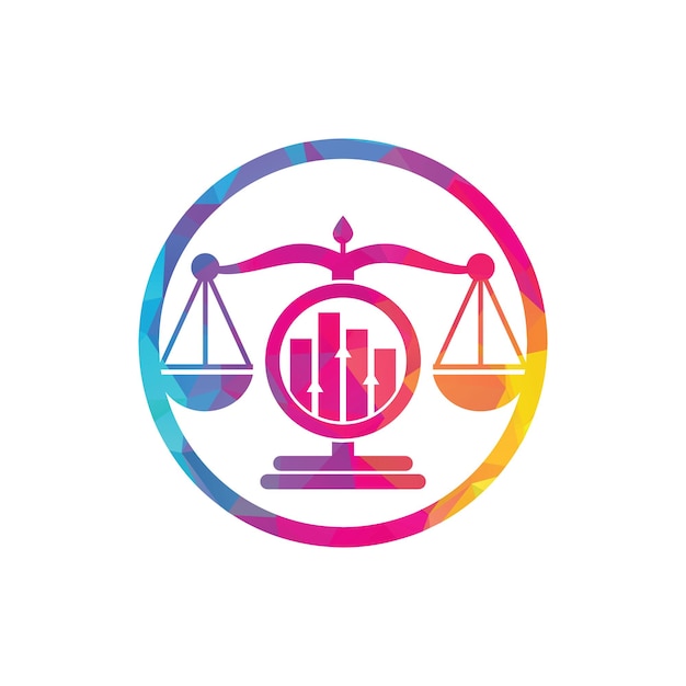 正義金融ロゴ ベクトル テンプレート グラフのロゴ デザイン コンセプトと創造的な法律事務所