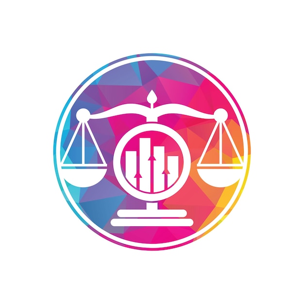 正義金融ロゴ ベクトル テンプレート グラフのロゴ デザイン コンセプトと創造的な法律事務所