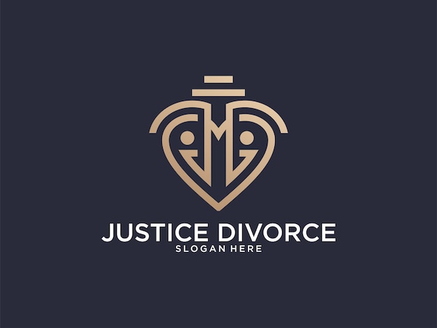 Vector justice law firm divorce line art logo design