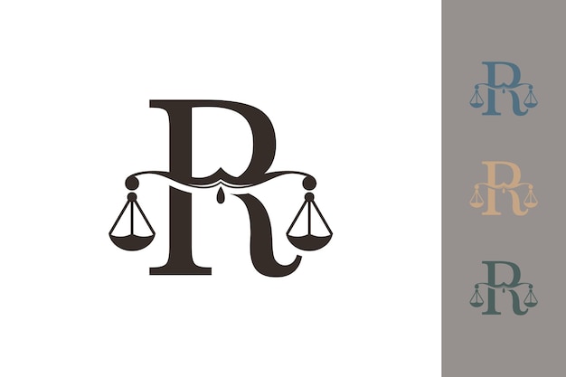 justice law logo with letter r logo design concept