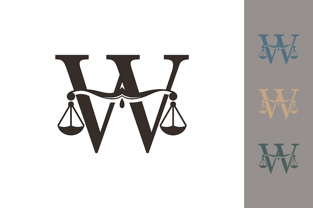 justice law logo with letter w logo design concept