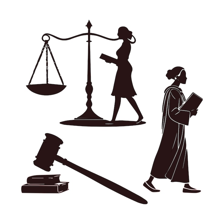 Вектор силуэты правосудия и права