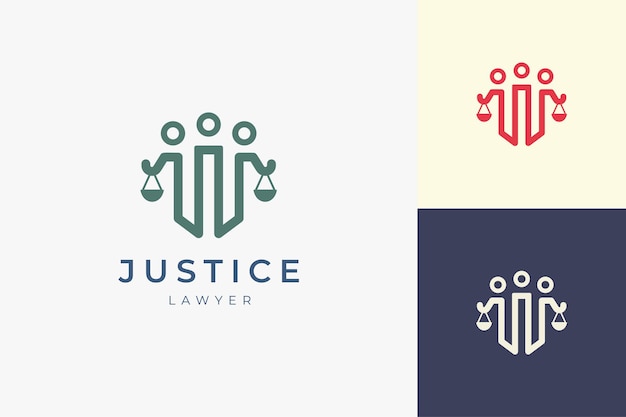 Justice or lawyer logo in 3 people pillar