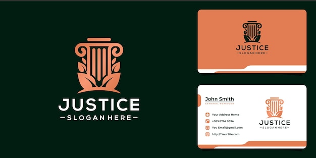 Justice lussuoso logo design e biglietto da visita