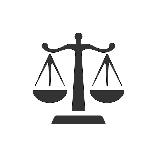 Vector justice scale icon in black and white