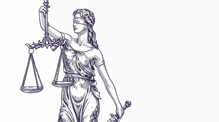 Vector justice scale line art for legal and court concepts